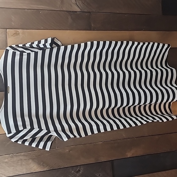 Michael Kors Women’s 1X Dress Black White Striped Nautical Stretch Cotton - Picture 5 of 7